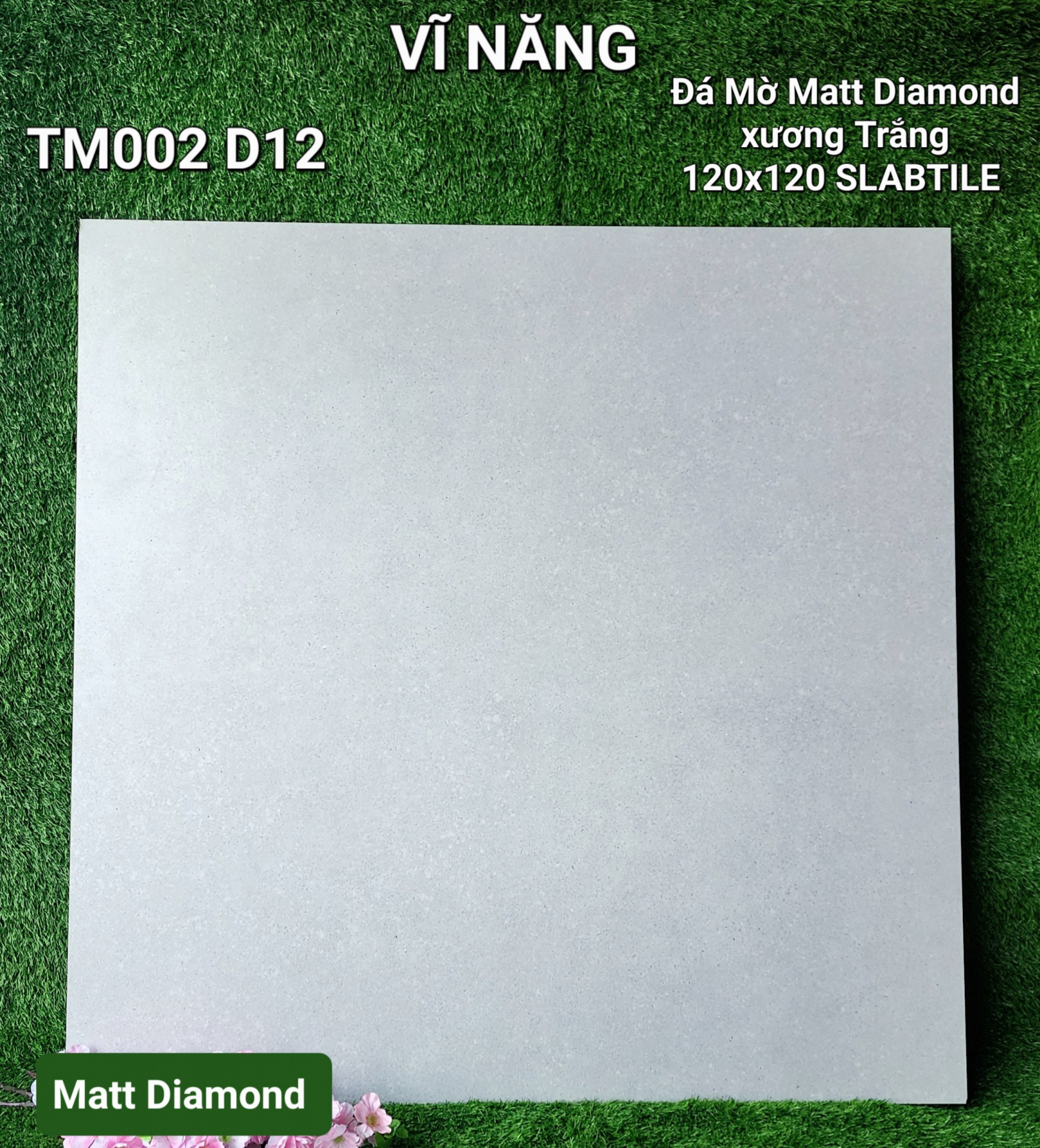 Đá Matt DIAMOND Xương Trắng 120x120