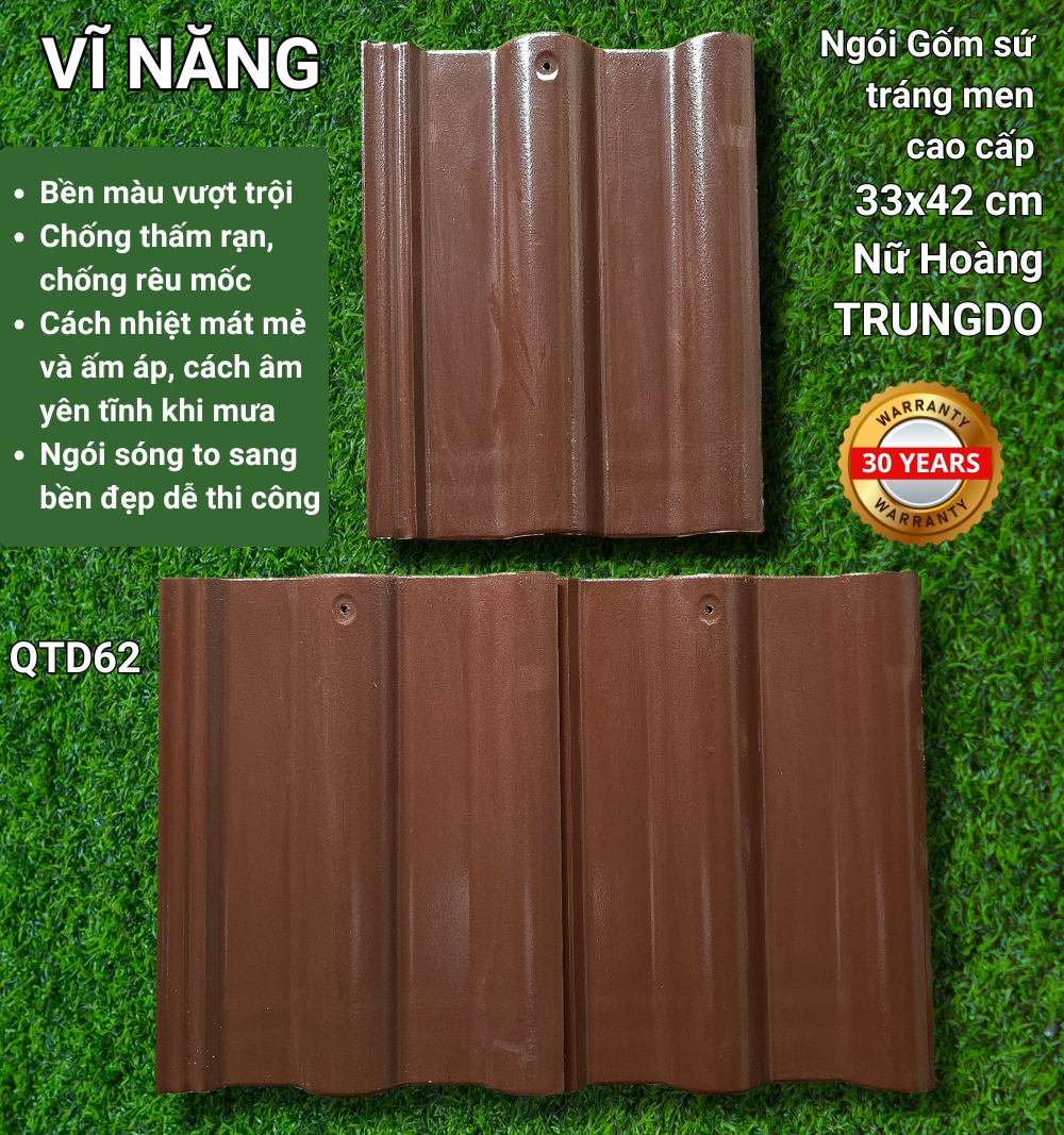 Ngói Nữ Hoàng (nâu) - QTD62
